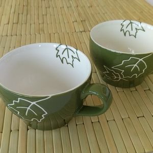 2 Starbucks Green Leaf cups